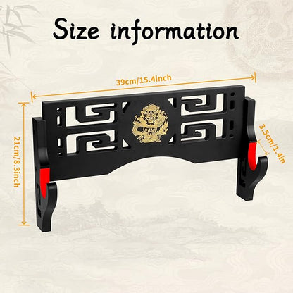 Sword Display Katana Wall Mount, Samurai Sword Katana Holder Stand with Velvet Padded Hook & Dragon Pattern, Sword Rack for Lightsaber Wakizashi Samurai- 1 Tier