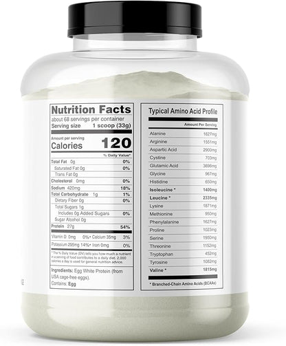 It's Just! - Egg White Protein Powder, Made in USA from Cage-Free Eggs, Dried Egg Whites, Unflavored (5lb)