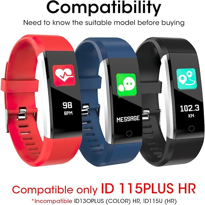 Watch Bands Replacement for ID115plus HR, Very Fit Pro Activity Fitness Tracker Wrist Bands Set, Multicolor Veryfitpro Smart Watch Strap Replacements