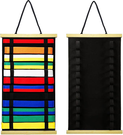 12Belts Karate Belt Display Rack with Wooden Frame,Felt Taekwondo Belt Display,Martial Art Belt Display Holder for Martial Art Learner,Easy to Use（Fashion）