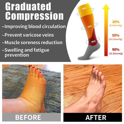 Bluemaple 6 Pack Copper Compression Socks for Women and Men Circulation-Best Support for Medical