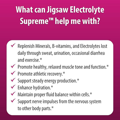 Jigsaw Health Electrolyte Supreme | Broad Spectrum of Electrolytes + Trace Minerals | Berry-Licious Flavor | 60 Servings (Jar)