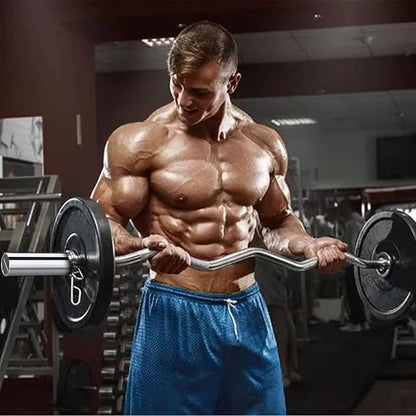 TECHNOAGE Olympic EZ Curl Bar, 47" Curl Bar(350/500LBS Capacity) 20LB, Solid Steel, Chrome Finish Barbell with Copper Sleeve and Bearing for 2-inch Plates, for Weight Lifting,Hip Thrusts,Squat,Biceps-Home Gym Weight Bar