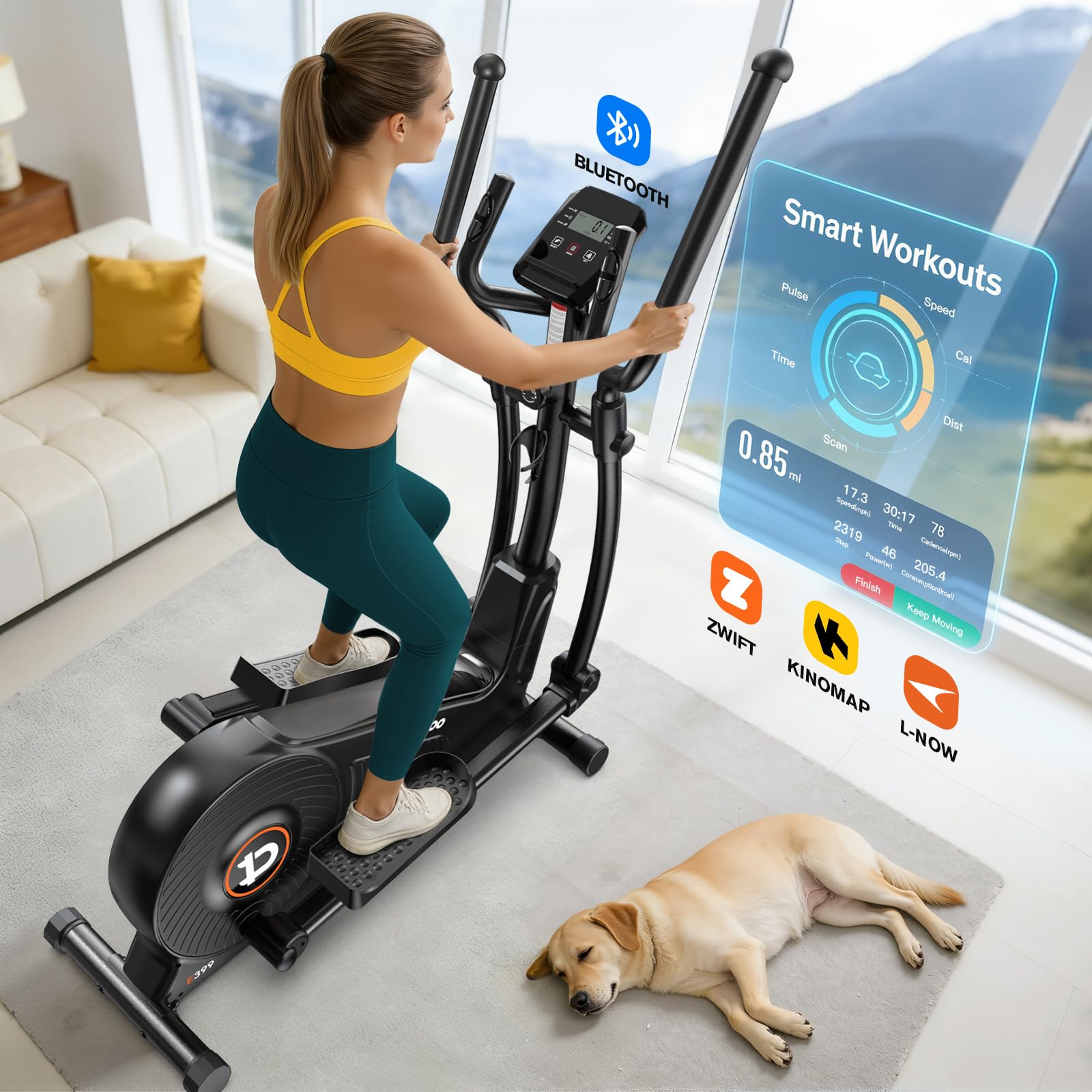 pooboo Elliptical Machine, Elliptical Exercise Machine with 16-Level Resistance&Hyper-Quiet
