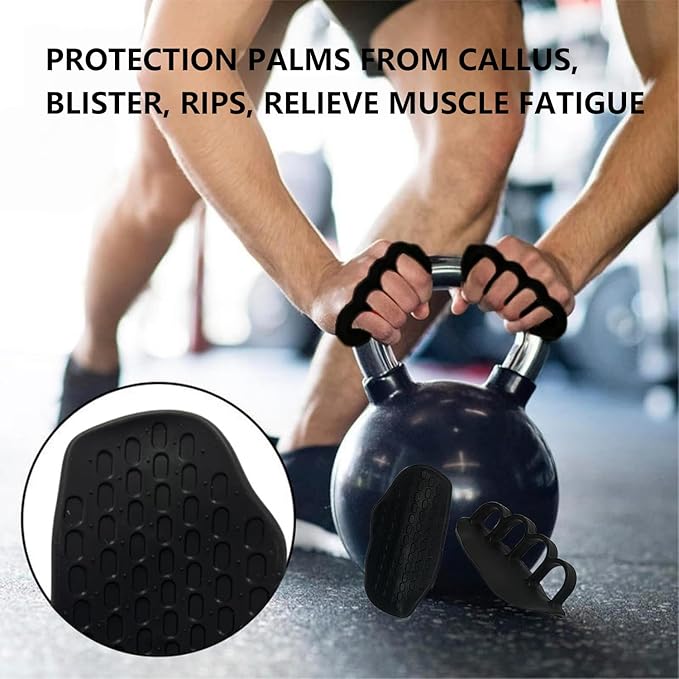 Ergonomic Finger-Sleeve Gym Grip Pads,Anti-Slip Palm Protectors for Weightlifting,Dumbbells,Pull-Ups，Fitness Gloves– Unisex(Black/Grey/Red)