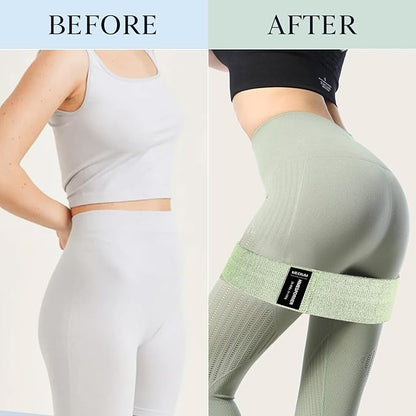 Wide Fabric Resistance Bands for Working Out, 3 Level Non-Slip Exercise Booty Bands for Women & Men Leg and Glutes with Hair Ties and Tape Measure - for Home Gym Workout, Yoga, Pilates