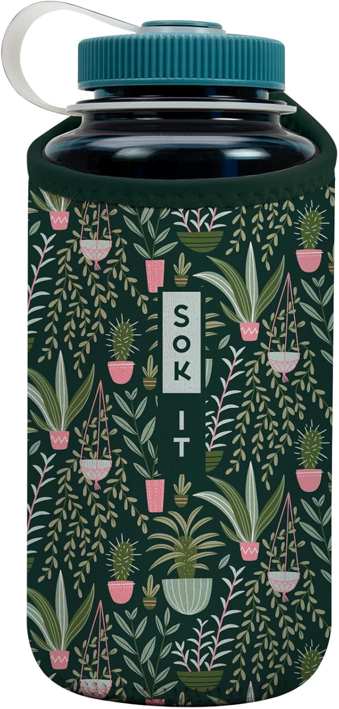 Sok It BotlSok Water Bottle Sleeve Insulated Neoprene Cover (Green Living, Fits 32oz Nalgene)