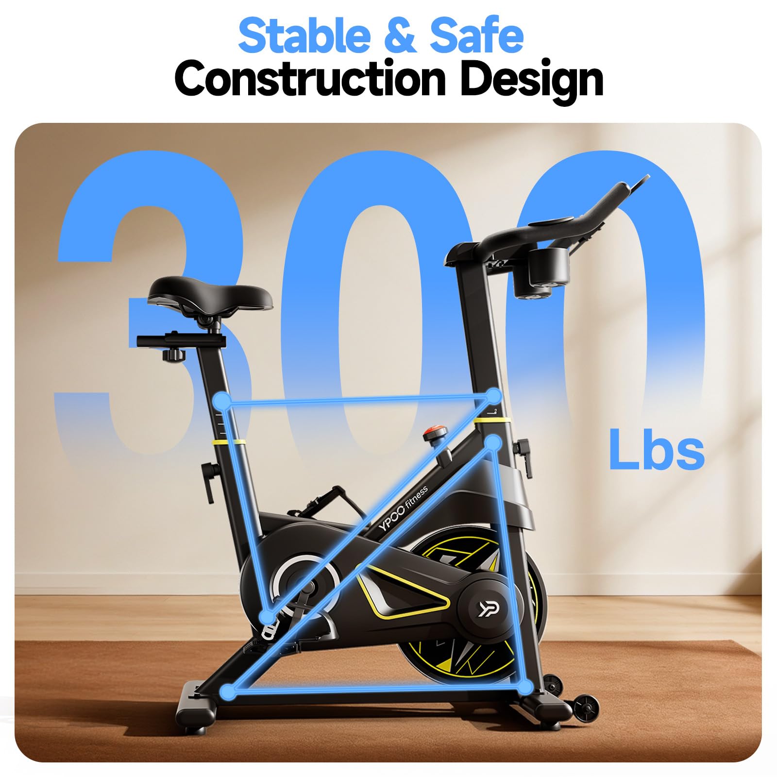 YPOO Exercise Bike Magnetic 300lbs Silent Belt Drive with App Courses