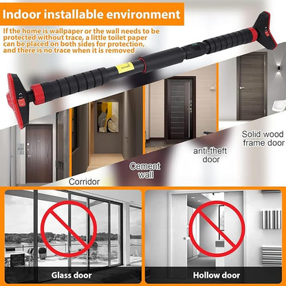 Adjustable Pull Up Bar for Doorway - 440LBS Weight Capacity, No Screws Installation with Level Meter and Auto Lock, Chin Up Bar for Home Gym Strength Training