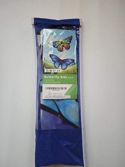 Simxkai Butterfly Kite for Kids & Adults, Easy to Fly Blue Big Kite for Beginners, Line Handle Included (1Pack 2Pack)
