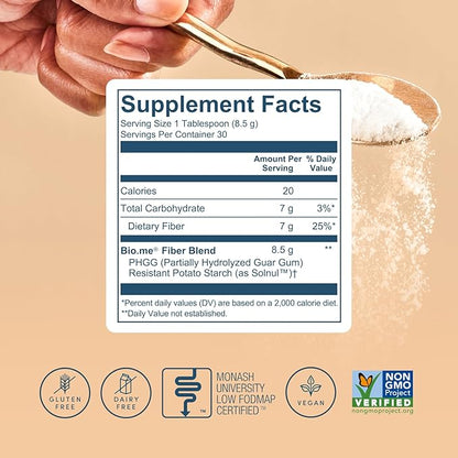 Daily Prebiotic Fiber Powder Unflavored - 7g Per Serving - Soluble & Insoluble Fiber Supplement Powder for Women & Men - Digestive Health & Gut Health - GLP-1 Friendly, Sugar Free - 30 Servings