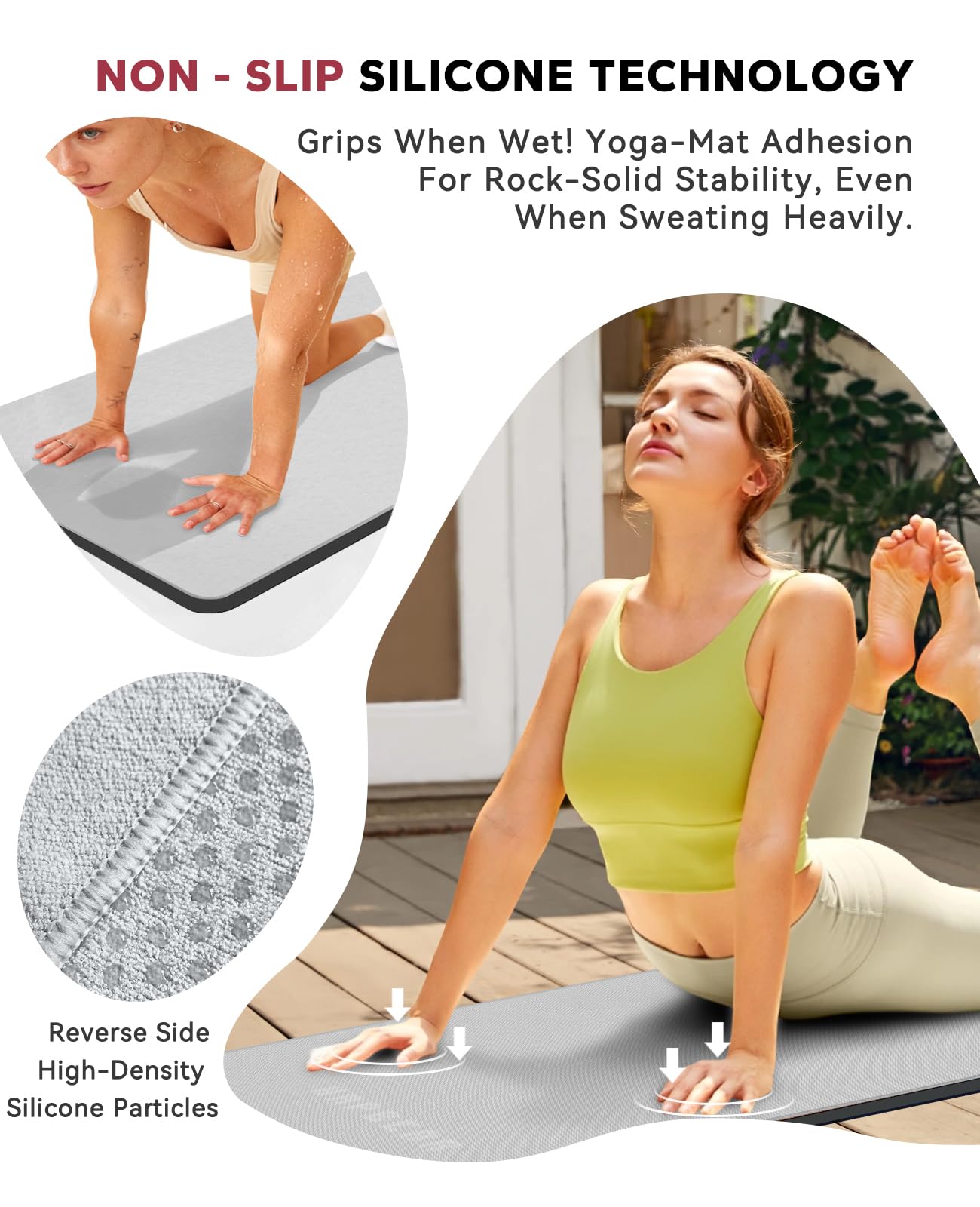 HAPBEAR Non Slip Yoga Mat Towel with Grip Dots, 72" x 24" Hot Yoga Towel - Super Absorbent