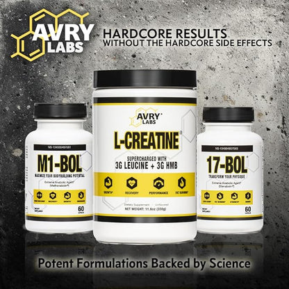 L-CREATINE Supplement: Creatine Monohydrate w/Leucine Amino Acid and HMB – Supports Muscle Mass, Strength, Recovery & Performance + Reduce Fat – Vegan, 11oz (330g) Powder
