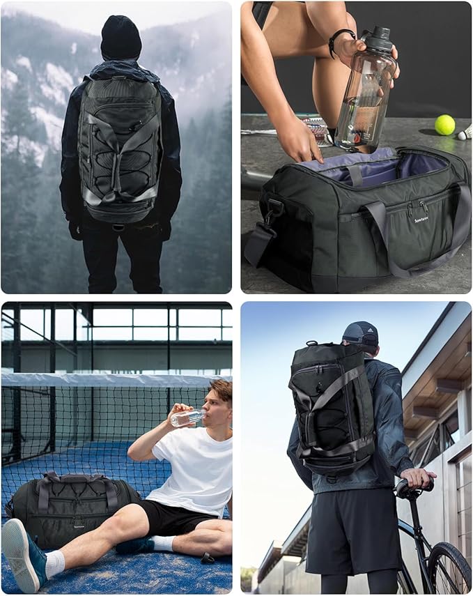 Sportsnew Gym Bag for Women with Shoe Compartment Wet Pocket & Yoga Mat Holder,Mens Duffel Bag for Travel with Laptop Compartment,Weekender Overnight Carry On Bag for Men(Army Green Patent Pending)