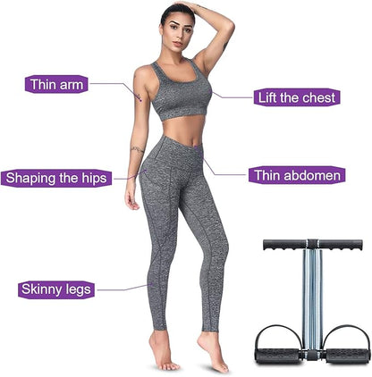 Elastic Sit Up Equipment, Pull Rope Dual Spring Tension Foot Pedal Sit Up Equipment for Abdominal, Leg Exerciser Tummy Trimmer Sport Fitness Slimming Training Bodybuilding at Home Gym