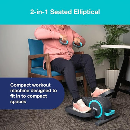 Cubii Total Body - Under Desk Seated Elliptical Pedal Exerciser with Built in Upper Body Resistance Bands, 12 Levels of Resistance, LCD Display, Whisper Quiet - Adult to Seniors