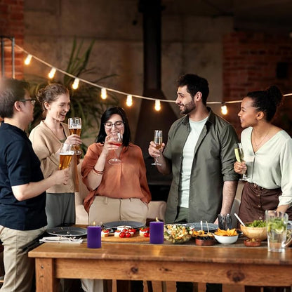 4 Packs 2x3 Inch Unscented Purple Pillar Candles, Small Dripless 24 Hours Solid Colored Column Cylinder Candles for Home Dinner Table Relaxation Spa Decoration