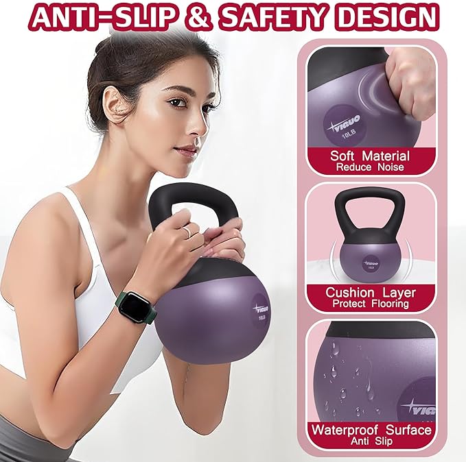 YIGUO Soft Kettlebell, Kettlebells 10 lb Anti-Slip Grip Weight for Home Workouts, Kettlebell for Safe Strength Training for Women & Men & Beginners