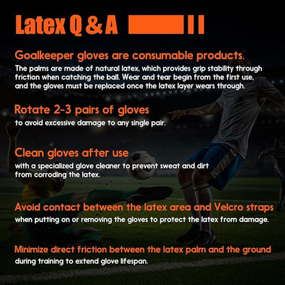 Youth&Adult Goalie Goalkeeper Gloves with Finger Protection Breathable Soccer Gloves with Strong Grips，6 Colors，Sizes 7-10