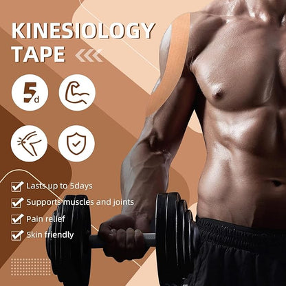 OK TAPE Kinesiology Tape Bulk 103Feet, Pro Adhesive, Water-Resistant k Tape, Elastic Athletic Tape, Latex Free, Uncut, Beige