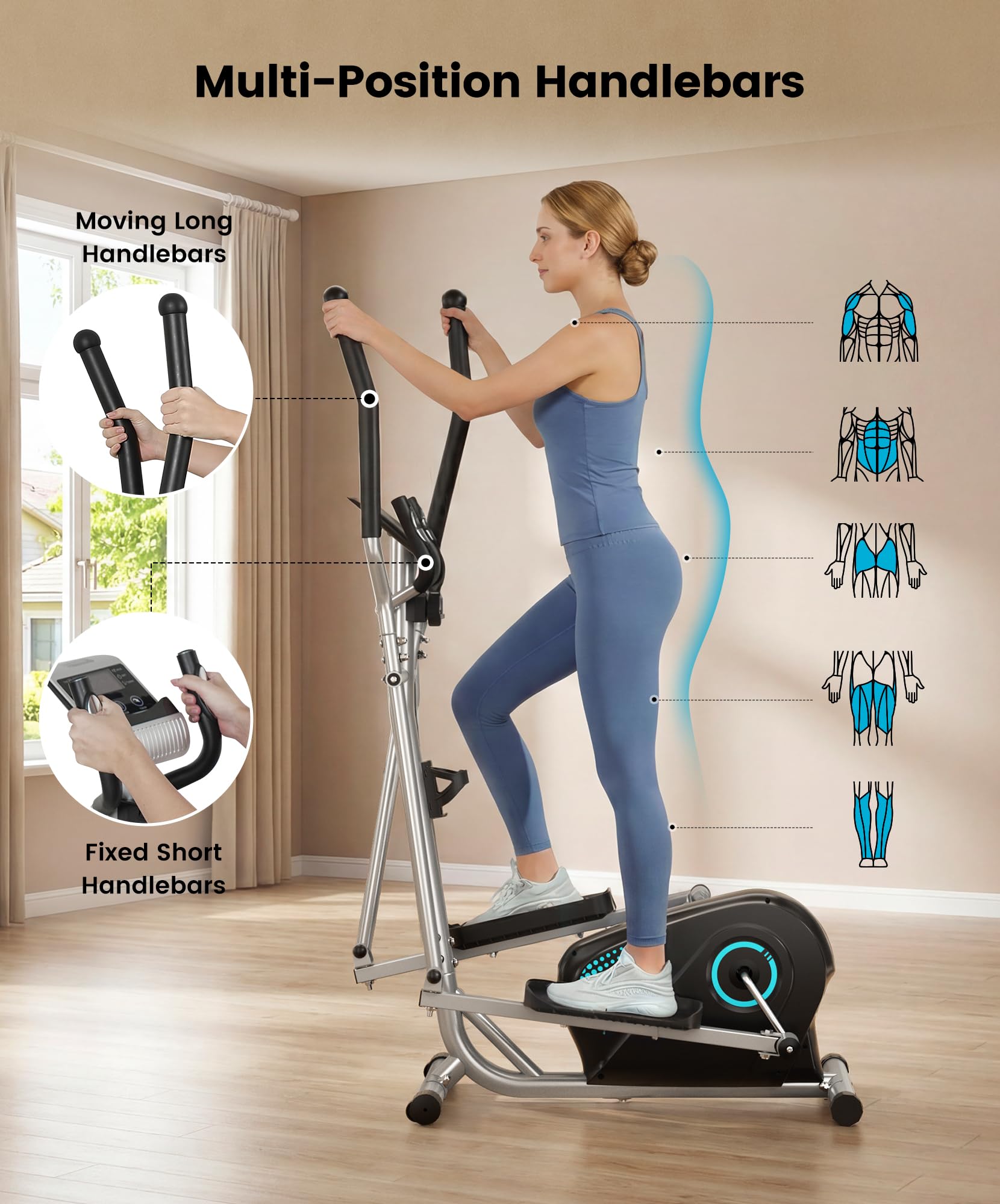 Dripex Elliptical Exercise Machine, Hyper-Quiet Magnetic Elliptical Machine for Home, 16-Level