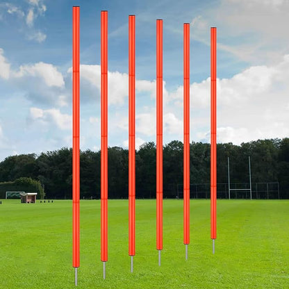 TOBWOLF 6PCS 6FT Adjustable Soccer Agility Training Poles, Detachable Sports Training Speed Sticks, Slalom Training Agility Pole Set, Outdoor Speed & Agility Turf Training Poles for Soccer Drills