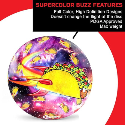 Discraft ESP Buzzz Supercolor Midrange Disc Golf Disc - Custom Design Discraft Discs - Straight Flying and Great for All Skill Levels - Free Mini Marker Included