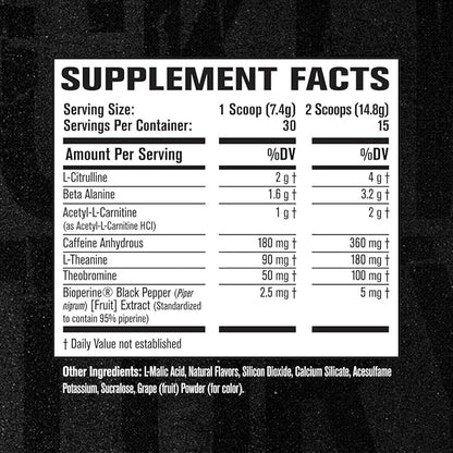 Jacked Factory NITROSURGE Shred Pre Workout Supplement - Energy Booster, Instant Strength Gains, Sharp Focus, Powerful Pumps - Nitric Oxide Booster - 30Sv, Grape Limeade