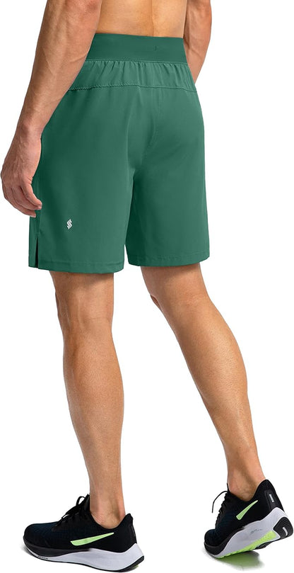 Men's Running Shorts with Zipper Pockets 9 Inch/ 7 Inch / 5 Inch Lightweight Quick Dry Gym Workout Athletic Shorts for Men(7 inch)