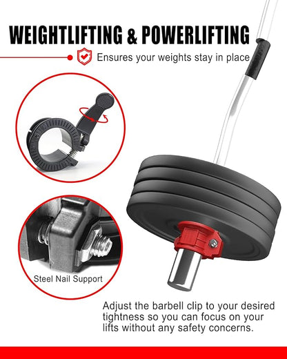 Olympic Barbell Clamps 2 inch Adjustable Barbell Clips Quick Release Pair of Locking Weight Clips for Bars