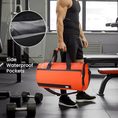 C&F BOGMOST Small Travel Duffel Bag,Compact Sports Small Gym Bag with Shoes Compartment,Lightweight Duffel Bag for Men & Women,Personal Item Travel Bag Weekender Bags for Travel Sports Gym -Tangerine