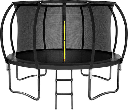 Trampoline 8FT 10FT 12FT 14FT 16FT, Outdoor Trampolines for Kids and Adults, Recreational Trampoline with Enclosure Net & Ladder, Round Trampoline ASTM Approved, 400/450LBS Weight Capacity