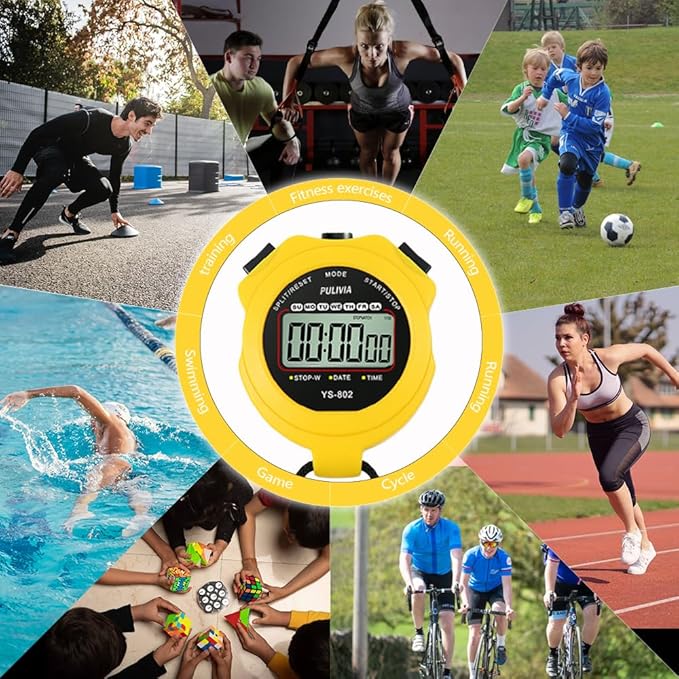 Stopwatch Timer Lap Split Digital Stopwatch with Clock Calendar Alarm, Large Display Stop Watch for Sports Kids Coaches Swimming Running
