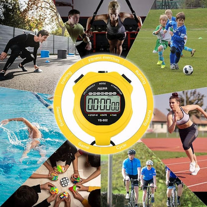 Stopwatch Timer Lap Split Digital Stopwatch with Clock Calendar Alarm, Large Display Stop Watch for Sports Kids Coaches Swimming Running