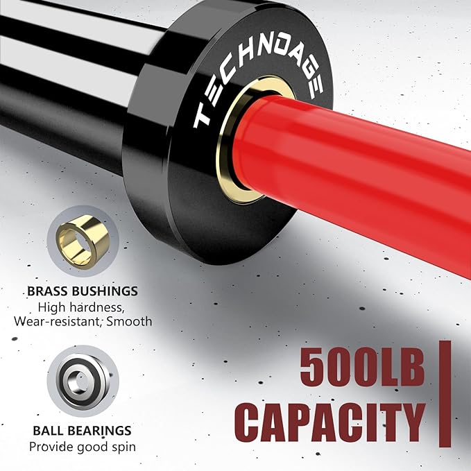 TECHNOAGE Olympic EZ Curl Bar, 47" Curl Bar(350/500LBS Capacity) 20LB, Solid Steel, Chrome Finish Barbell with Copper Sleeve and Bearing for 2-inch Plates, for Weight Lifting,Hip Thrusts,Squat,Biceps-Home Gym Weight Bar