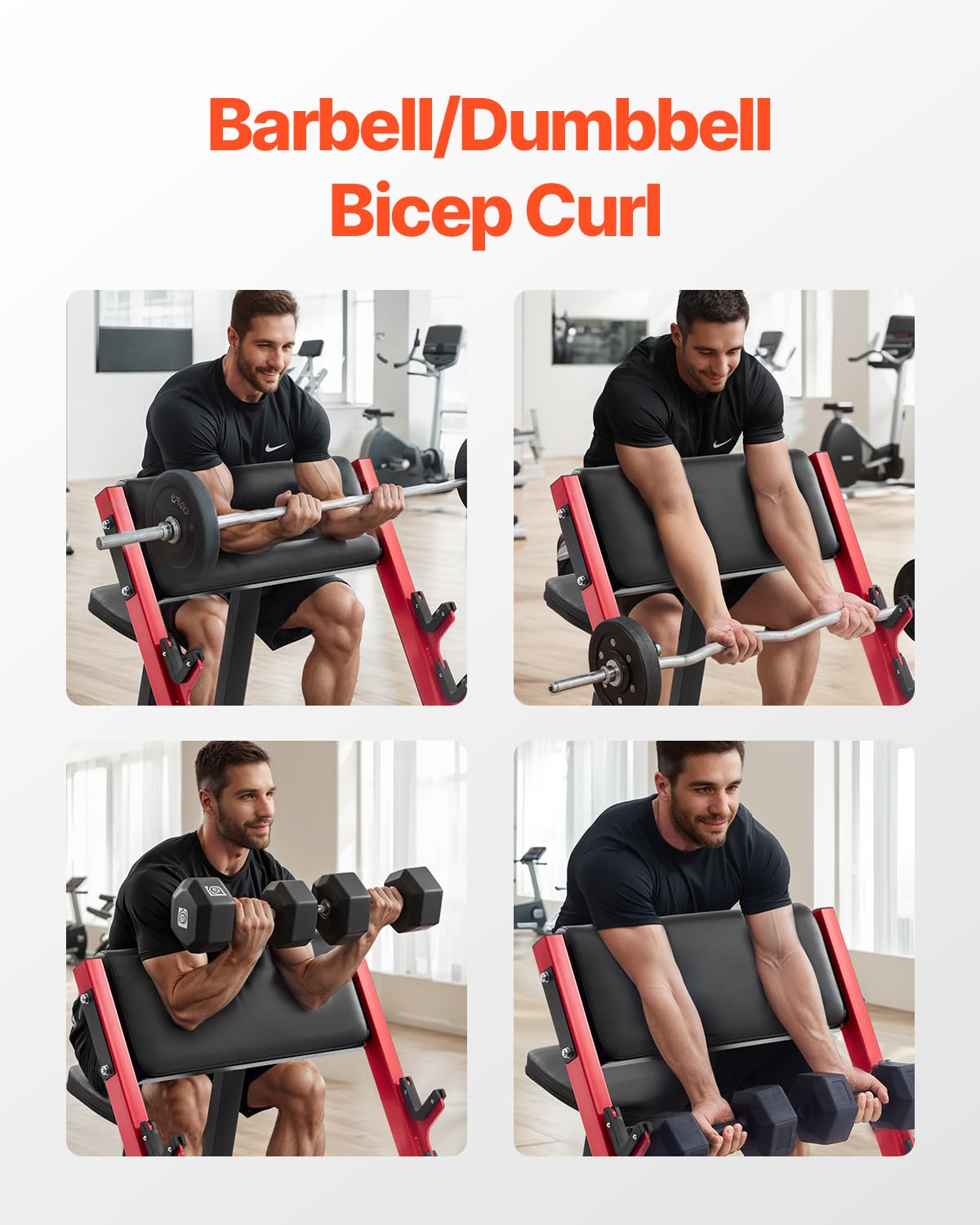 VEVOR Preacher Curl Bench, Strength Training Benches, Max Load 660 LBS Home Gym Fitness Equipment