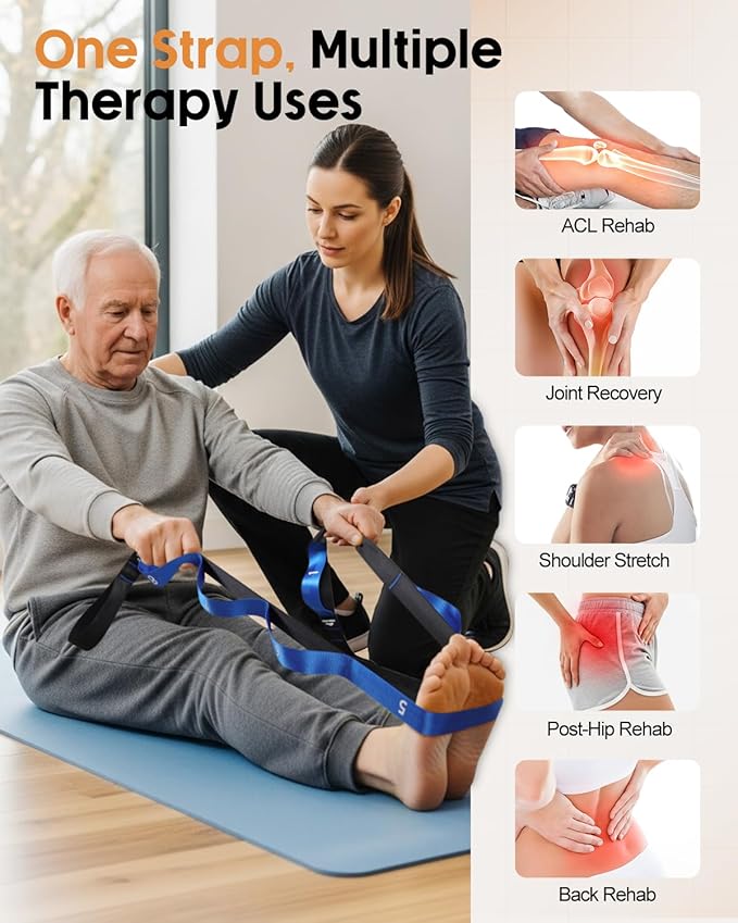 Trideer Stretch Straps with Loops, Non-Elastic Yoga Straps for Stretching, Durable Nylon Stretch Bands for Exercise Physical Therapy Flexibility, Yoga,Hamstring Leg Stretcher with Guidance