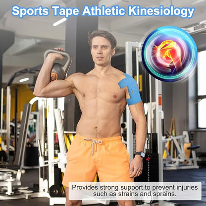 15 Pcs Precut Kinesiology Tape for Shoulder, Latex-Free Shoulder Tape for Pain Relief, Muscle Strips Kinesiology Tapes Precut, Sports Tapes Athletic Patch Support Muscle Elastic Breathable(Blue)