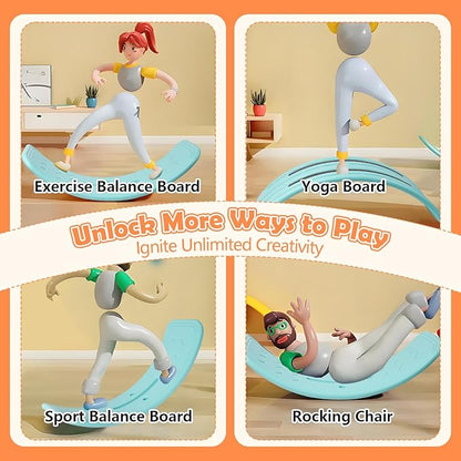 Balance Board Kids with Bouncy Ball, Wobble Balance Board for Balance & Courage Building, Sensory Integration Training, Ideal Toy for Kids Aged 3+