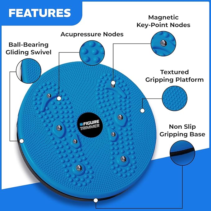 Daiwa Felicity Figure Trimmer Ab Twister Board - Waist Twister Machine for Core & Abs Exercise - Waist Twisting Fitness Tool, Dizzy Disc Twist Board for Slimming Workout with 8 Magnets Reflexology