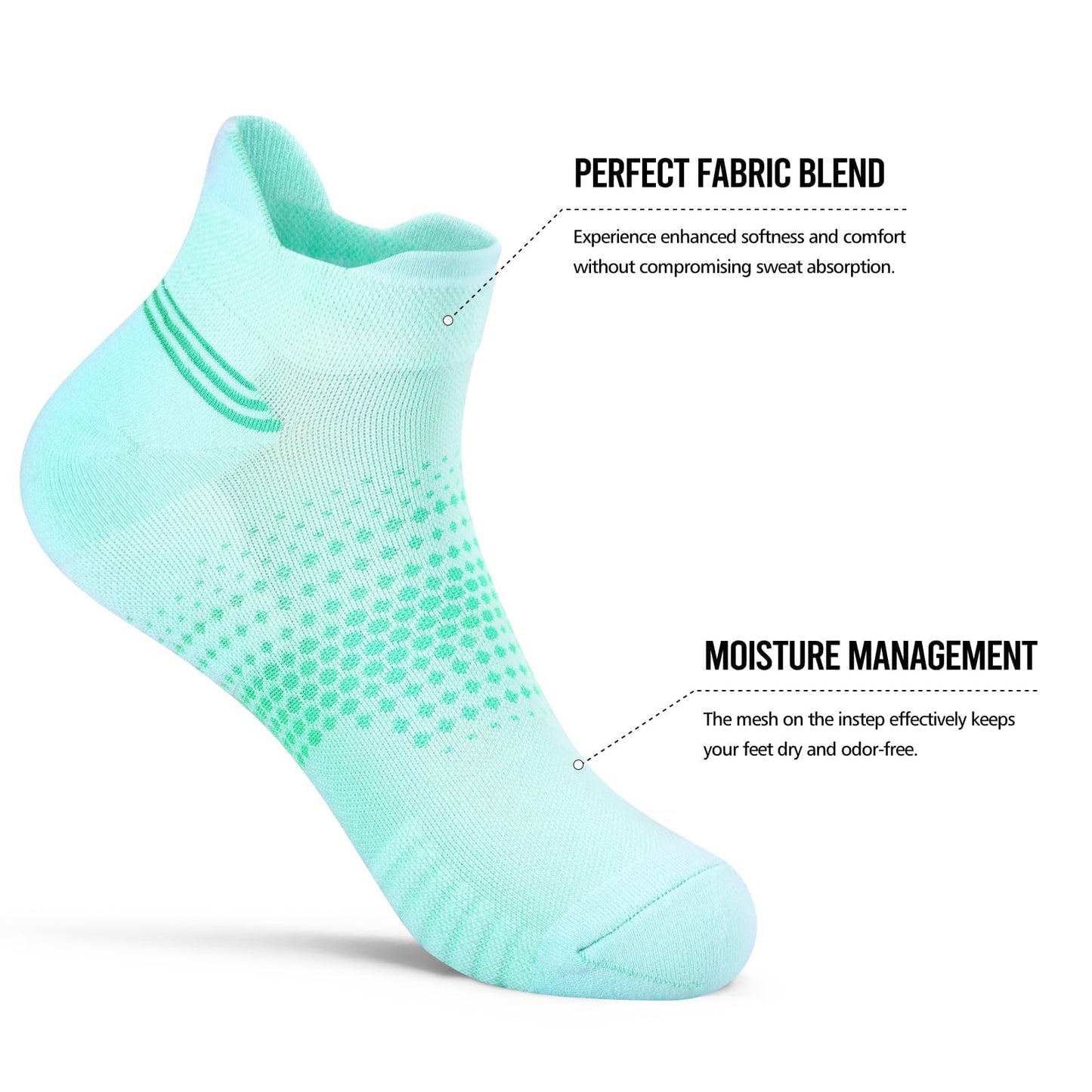 PAPLUS Ankle Compression Socks for Women, 6 Pairs Cushioned Running Socks