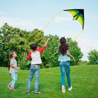 Delta Kite for Kids & Adults，Easy to Fly,Single Line Beach and Park Kite for Family Outdoor Games & Activities (Speed Triancle - Green)