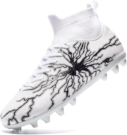 Kids Soccer Cleats Boys Girls Training Football Cleats Youth High-top Soccer Shoes for Little/Big Professional Athletic Outdoor Football Shoes