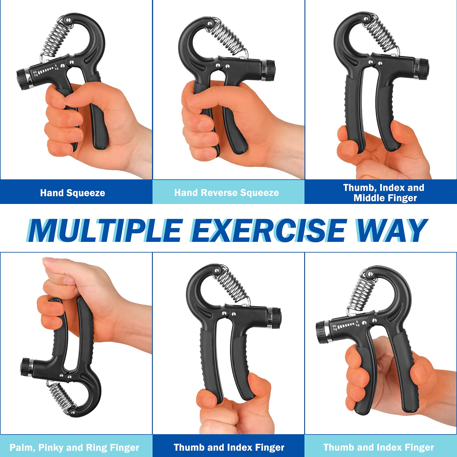 AIXPI Grip Strength Trainer, Hand Grip Exerciser Strengthener with Adjustable Resistance 11-132 Lbs