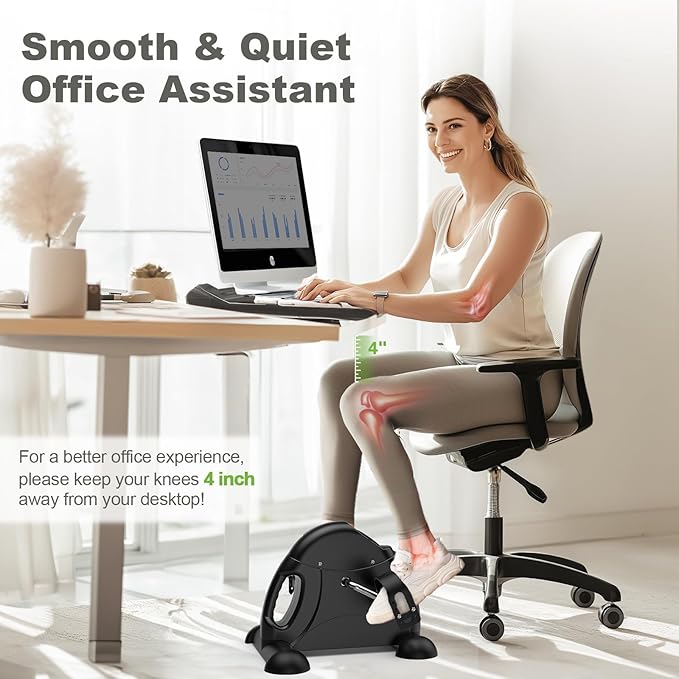 FEIERDUN Mini Exercise Bike, Under Desk Bike Pedal Exerciser for Arm/Leg Exercise, Adjustable Magnetic Resistance Desk Cycle with LCD Screen Display for Home/Office Workout