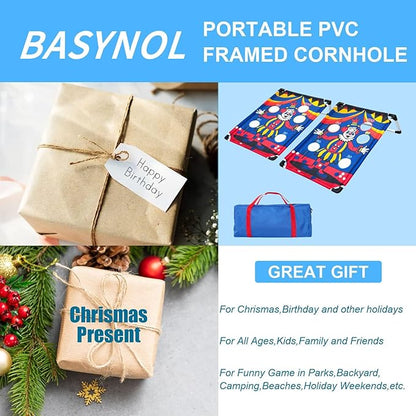 Portable Cornhole Set with 2 Collapsible Cornhole Boards, 8 Cornhole Bean Bags and Carrying Case for Yard Toss Game, Indoor Outdoor Camping Games for Adults Family (3 x 2-feet)