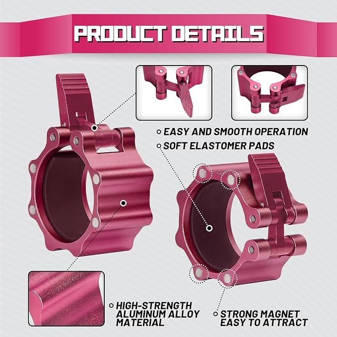 RitFit 2-Inch Magnetic Barbell Collars Locking Clamps - Heavy Duty Aluminum Alloy, Quick Release with Non-Slip TPR Pads for Olympic Weightlifting Powerlifting Training (Pair)