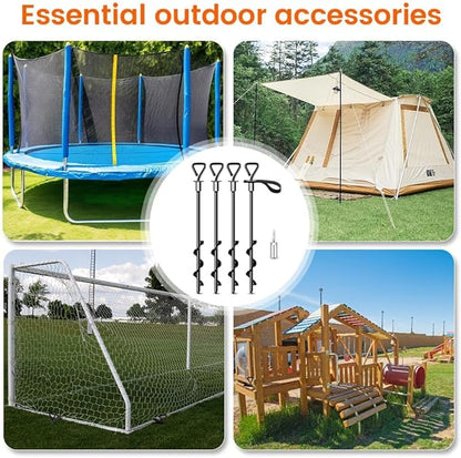 Trampoline Stakes Ground Anchors Screw in Tent Stakes Heavy Duty for High Winds, Trampoline Anchors with Straps, Canopies, Carports, Sheds, Swing Sets,Mobile Home 14in Ground Anchors