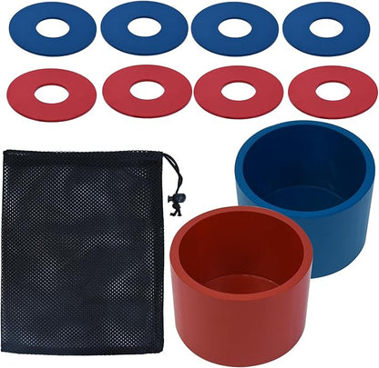 Washer Toss Game Sets Includes 2 Solid Wood Targets and 8 Metal Washers, Portable Beach Cornhole Game Ring Toss Games Outdoor Beach Yard Games for Kids Adults and Family