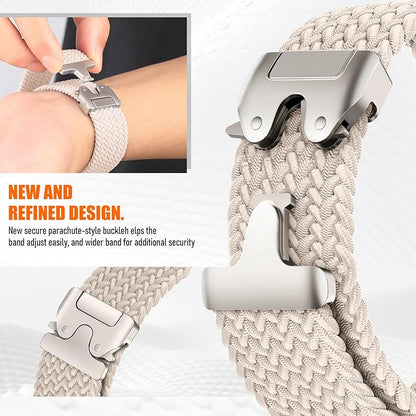 Braided Stretchy Band for Fitbit Versa 4/Versa 3/Sense 2/Sense Watch Band Women Men,Parachute-style Buckle Nylon Sport Wristband Soft Fabric Elastic Loop Strap Accessories for Versa 4/3